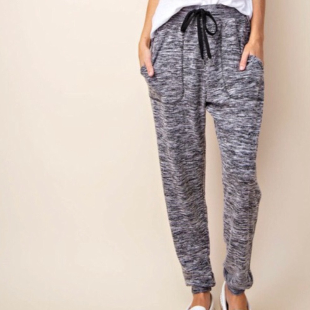 Kori Brushed Knit Joggers Marled Black Oversized!